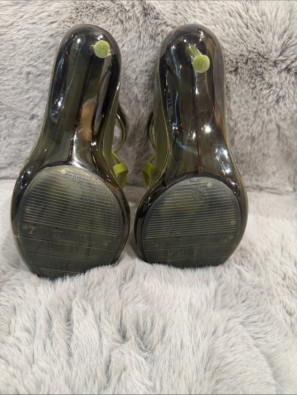 Melissa x Jean Paul Gaultier Punk Love Green Heeled Sandals Size 7 - Picture 12 of 12